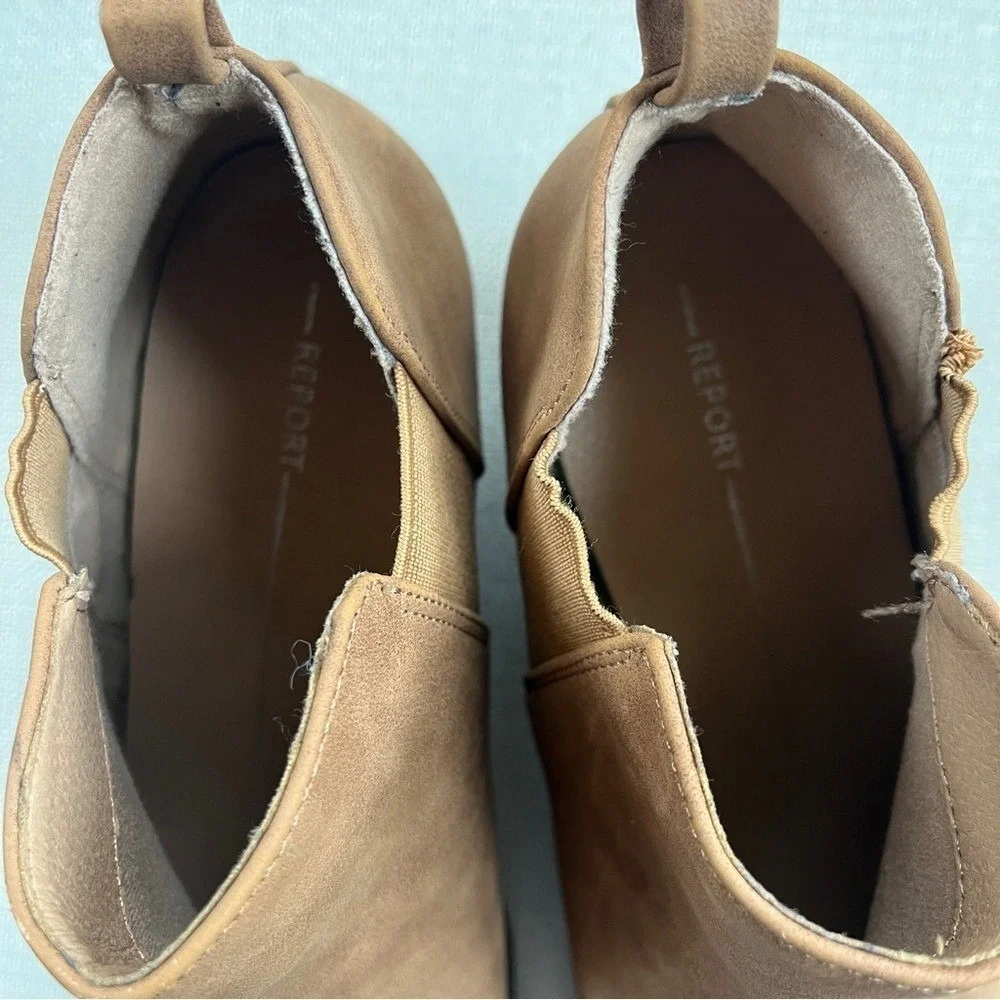Report Faux Leather Suede Ankle Boot Tan Suede Women's‎ 9.5 Western Block Heel